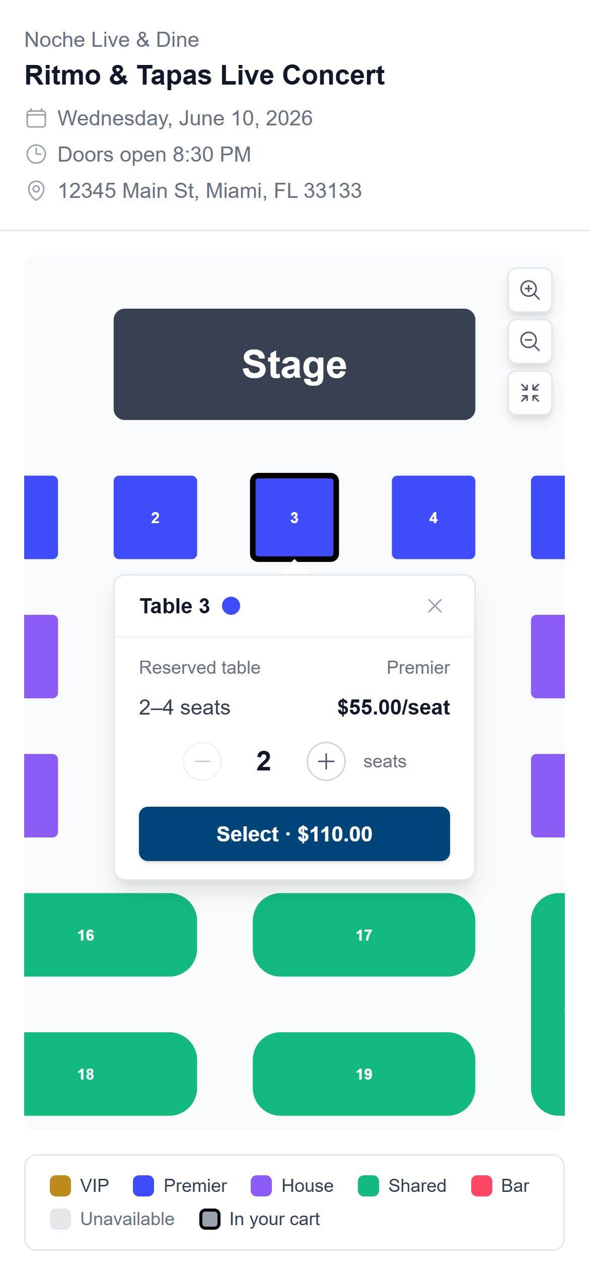 Browse and pick a table